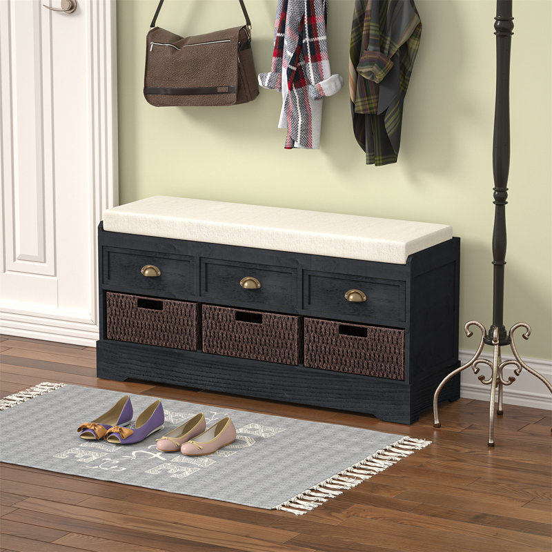 Banc de rangement avec tiroirs Maribelle, Noir
