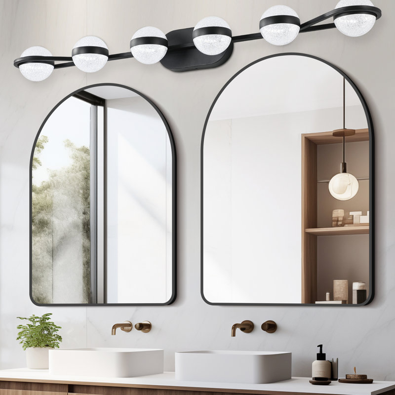 6 - Éclairage de meuble-lavabo noir, style moderne et simple, matériau en fer, brouillard, écoénergétique pour différentes pièces avec 6 lumières noires, économie, salle de bain, armoires de toilette, salle d'eau