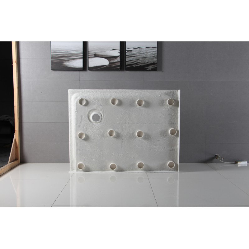 Base de douche à seuil simple l 60 po x P 36 po, Ivoire, Angle à gauche