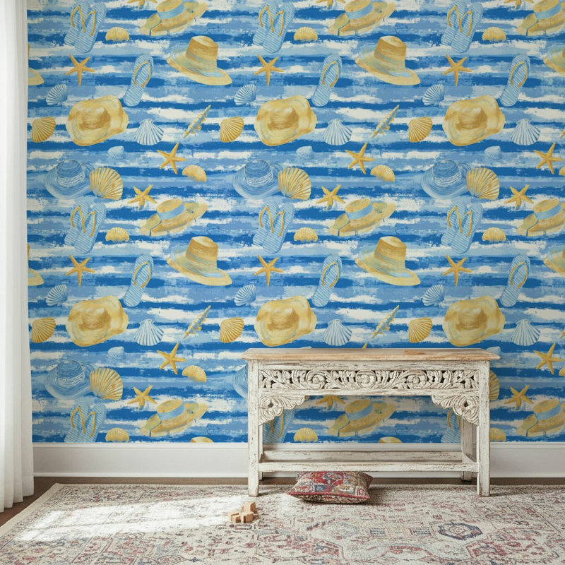 Papier peint bord de mer coquillage