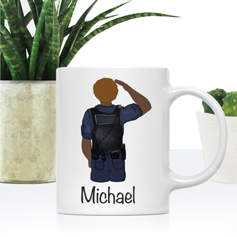 Tasse à café personnalisée, Brun, homme, agent de police 16, Oui