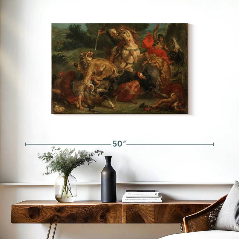 Senne la chasse au lion, H 24 po x l 36 po