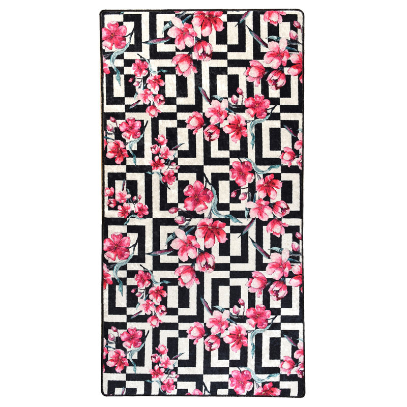 Premium Area Rug (5.2 x 7.5 ft), 100% Polyester, 0.2 in Pile Height | Antibacterial, Non-Slip Underside, Machine Washable | Elegant Design for Living Room & Bedroom Decor, Soft and Durable