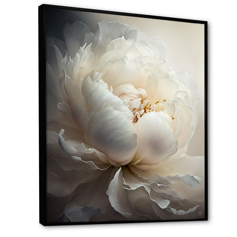 Pivoine fleur VII - pivoines, art mural, H 20 po x l 12 po, Cadre flottant noir