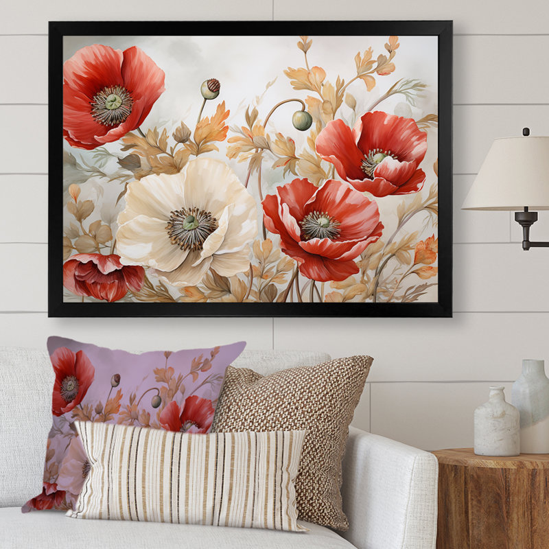 Charme des coquelicots dans Winter Delight II, H 30 po x l 40 po x P 1,5 po, Cadre simple noir