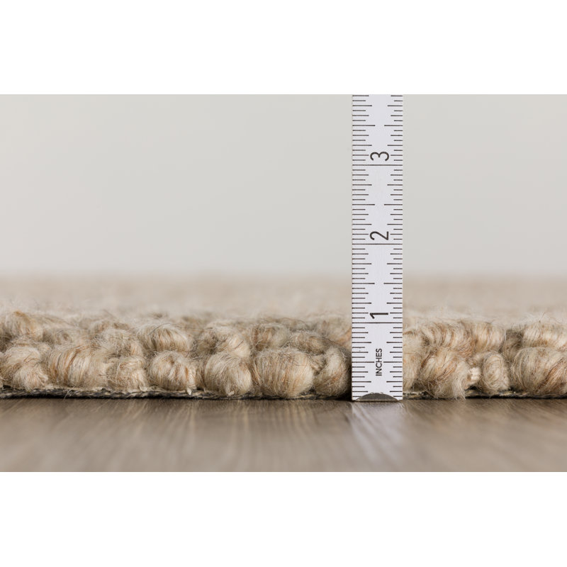 Tapis taupe en laine crocheté à la main Amaty, Rectangle 8 pi x 10 pi