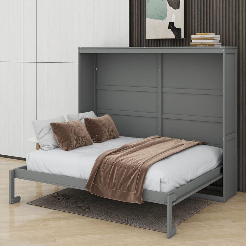 Queen Size Murphy Bed Wall Bed, Gray