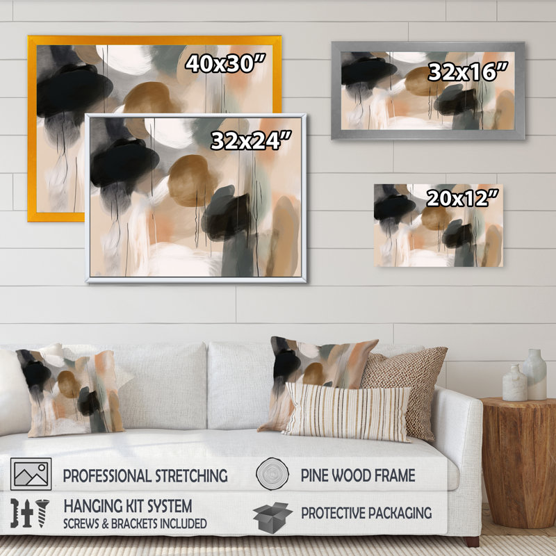 Howery Of Abstract Shapes III sur impression sur toile, Cadre flottant doré, H 24 po x l 32 po x P 1 po