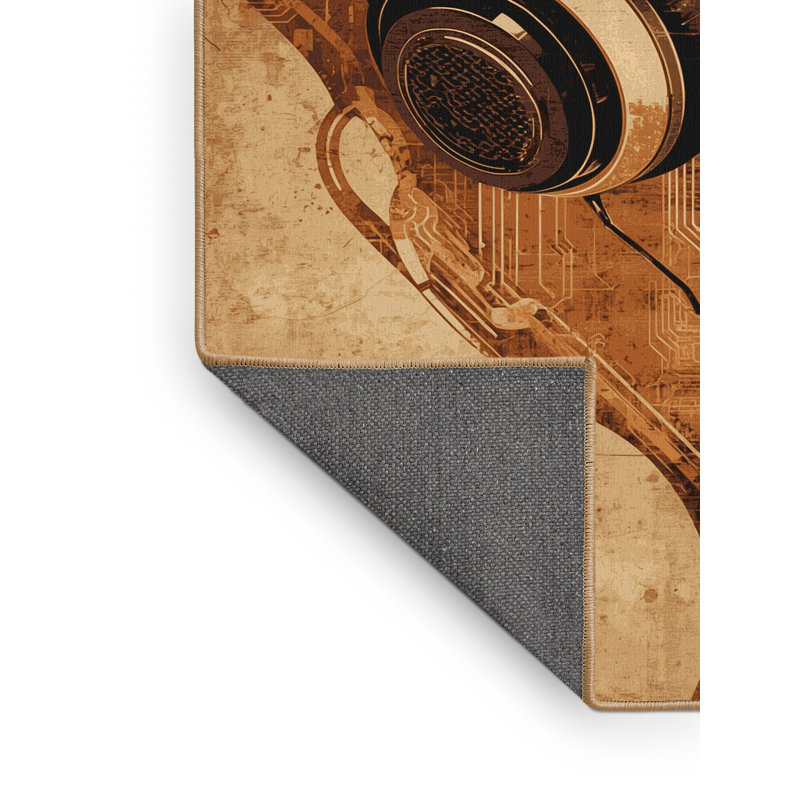 Tapis brun moelleux moelleux et moelleux au look rustique moderne, 7 x 10