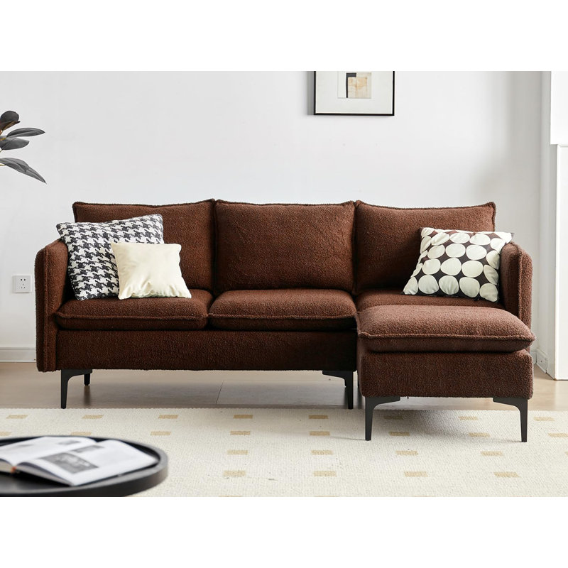 Canapé modulaire rembourré 2 pièces Waynesfield, Velours brun en peluche