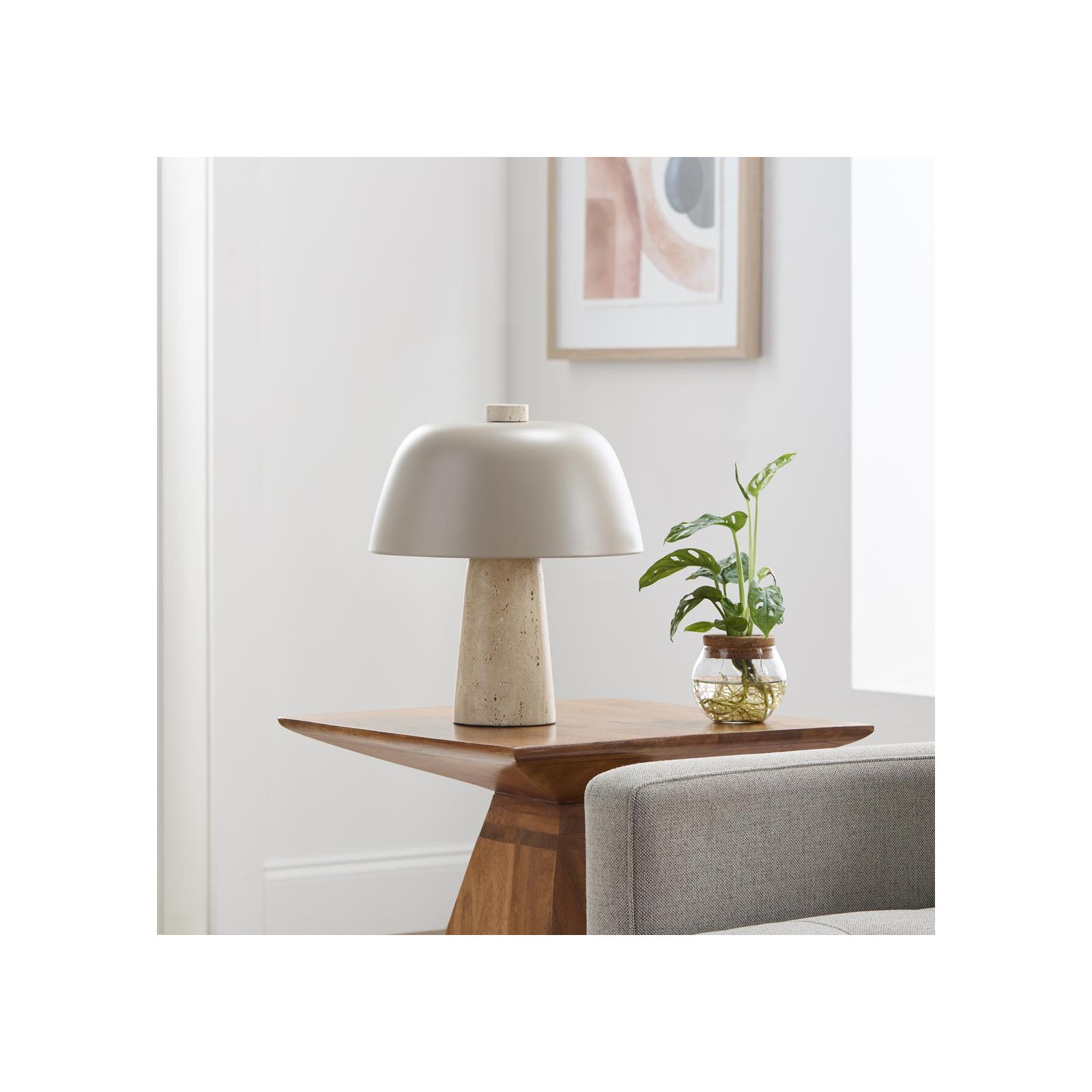Maia Accent Table Lamp, Beige, 13.1" H x 11.4" W x 11.4" D