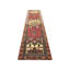 Tapis de couloir unique en laine noué à la main de style années 1960 de 2 pi 8 po x 14 pi 8 po en rouge foncé / jaune / gris