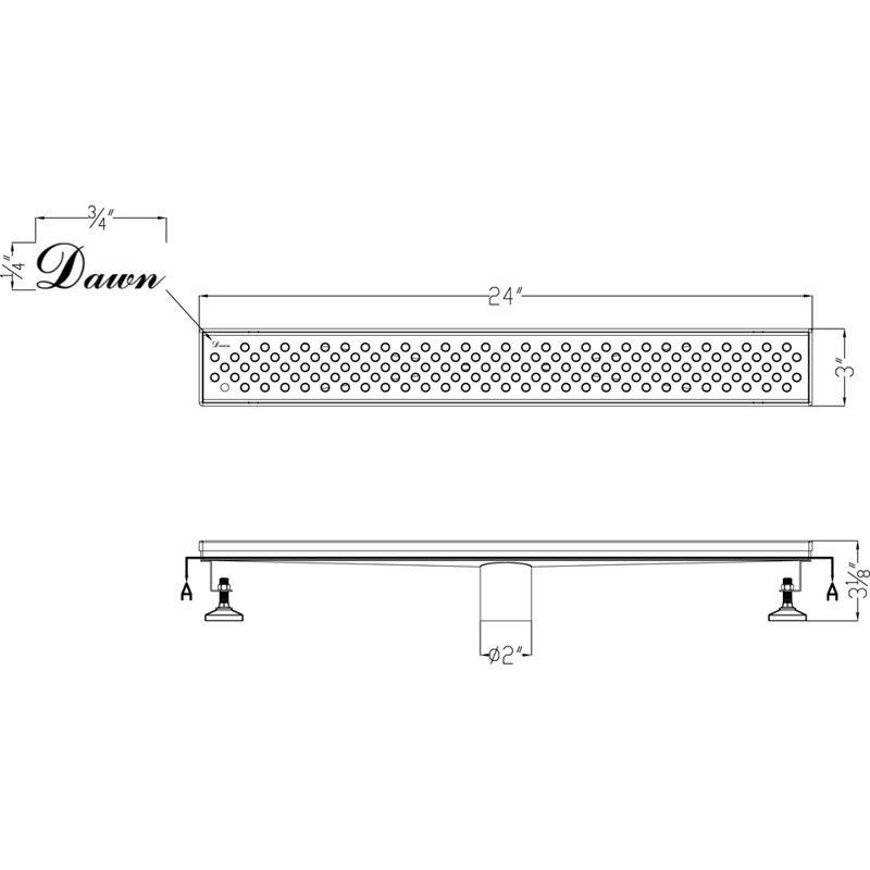 Rhone River Series 24 Inch Long Stainless Steel Linear Floor Shower Drain