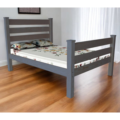 Gray Solid Wood Queen Bed Frame