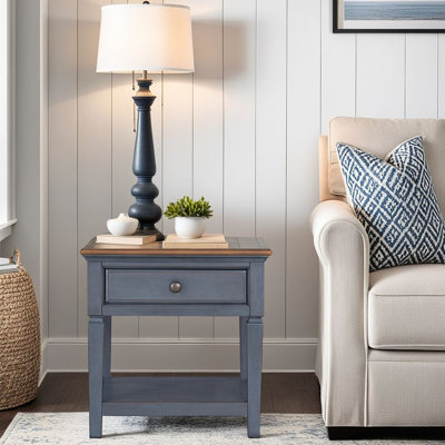 Table de bout de 24 po, aucun assemblage requis, finition bleue
