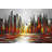 Abstract Red Skyline - Modern Framed Canvas Home Decor