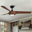 TriBlades 56 In. Intergrated LED Ceiling Fan With Brown Wood Grain ABS Blade