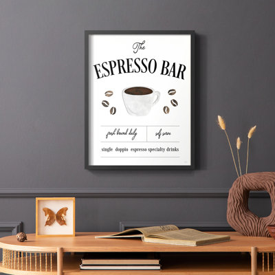 Fresh Brewed Espresso Bar Framed Print - Solid Wood