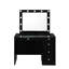Meuble-lavabo noir 5 tiroirs avec miroir lumineux à DEL, plateau en verre trempé de 8 mm, accessoire de style chambre à coucher en cristal-2008069548