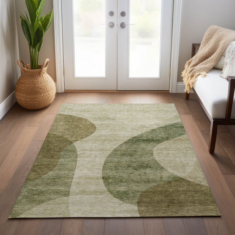 Tapis beige intérieur / extérieur lavable à la machine Fargo ACN657, Rectangulaire 8 pi x 10 pi