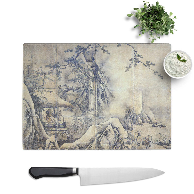 Tempered Glass Four Accomplishments Vol.1 by Kano Motonobu Chopping Board, 39 cm x 28.5 cm