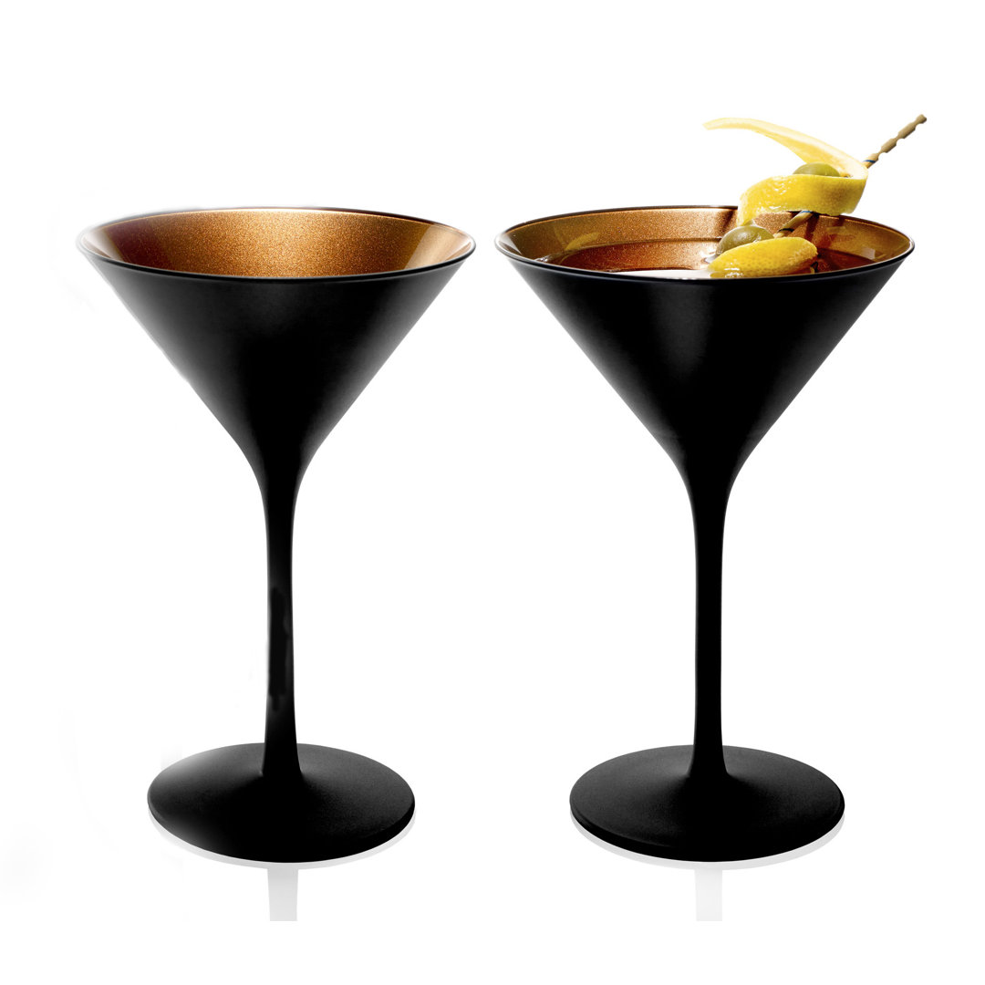 Olympia Martini Black With Bronze (Set of 2) Stölzle Lausitz 