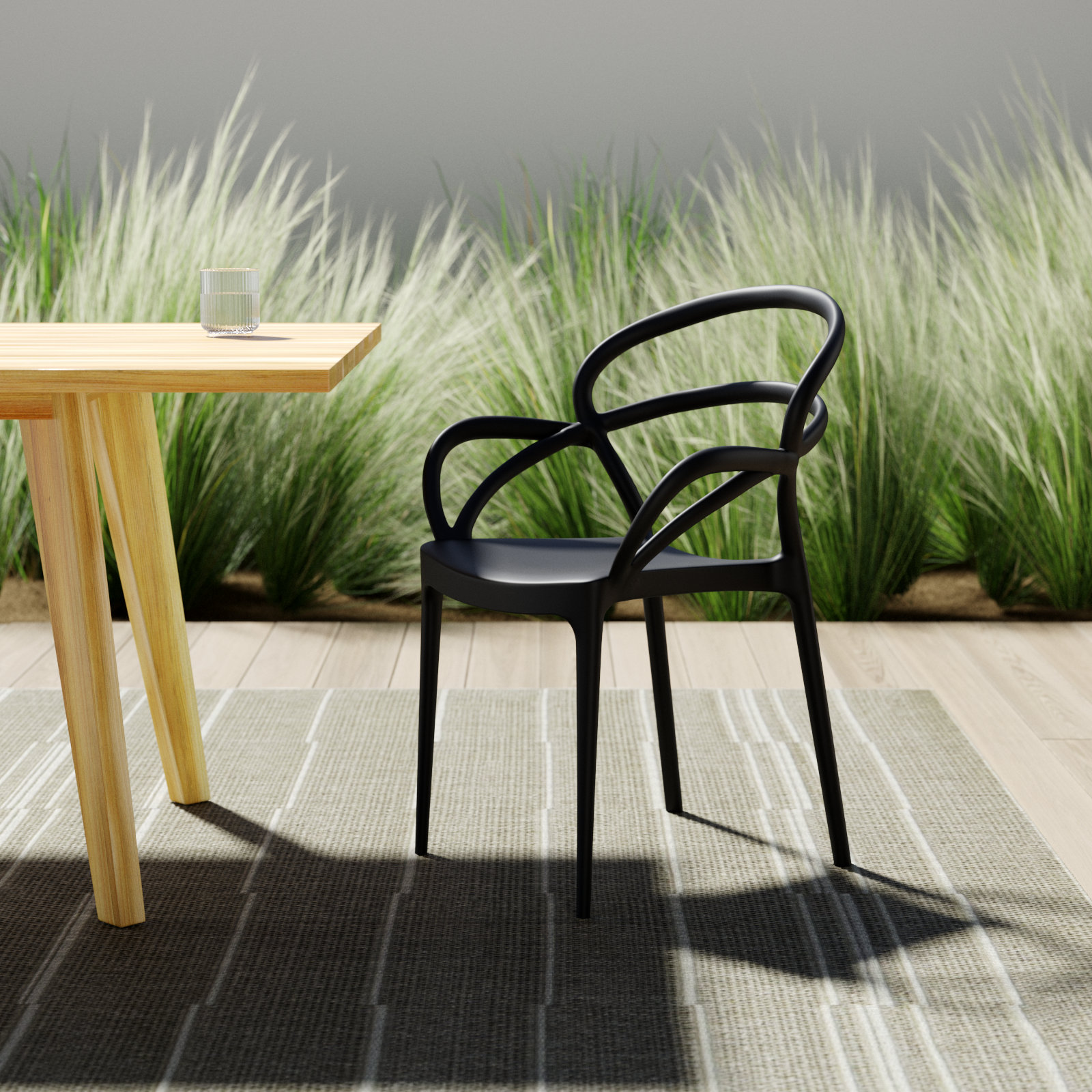 Farrah Stackable Patio Armchair, Black