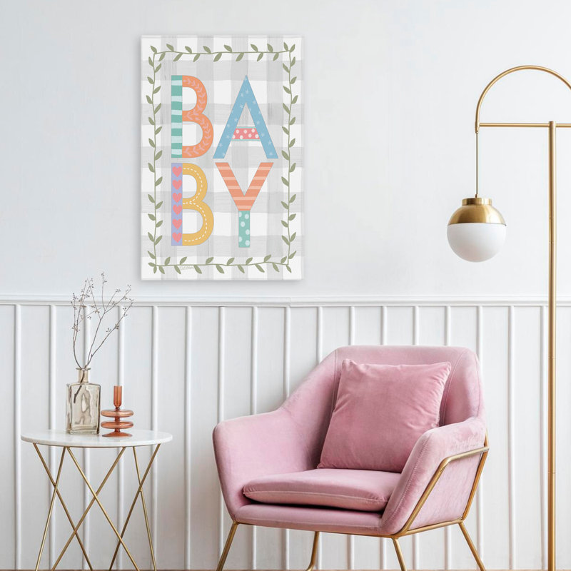 Bébé - art de typographie de chambre de bébé contemporain, H 24 po x l 16 po