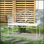 Élégant banc de jardin en métal de 43 pouces avec accoudoirs pour l'extérieur et la décoration, résistant aux intempéries et durable