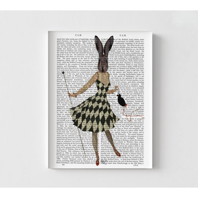 Lapin en robe noire et blanche, décor de bar sympa, art mural de fête de grand lapin, affiche de bibliothèque, impression de robe noir et blanc, décoration d'agence de mannequins
