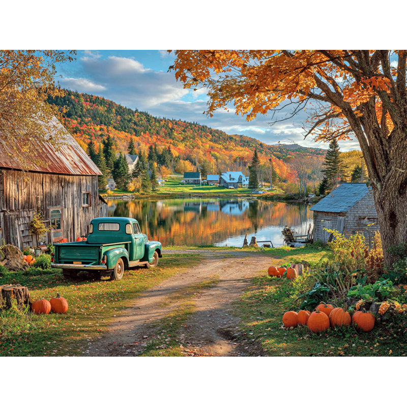 «Autumn Truck» par Lakeside, art mural sur toile tendue, H 16 po x l 24 po