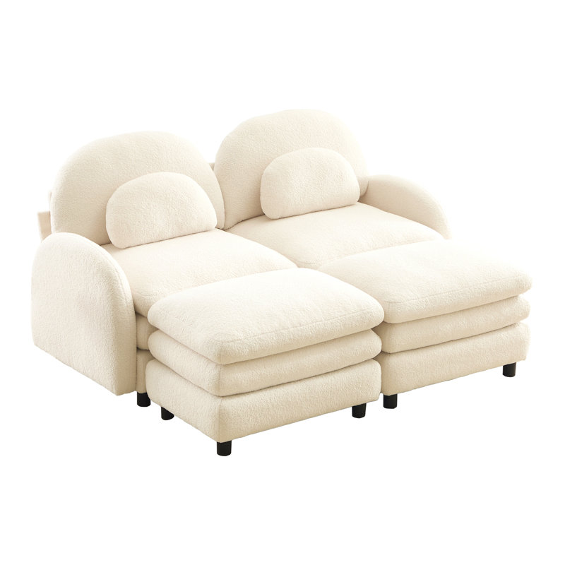 Canapé 2 places Teddy, Beige / Blanc