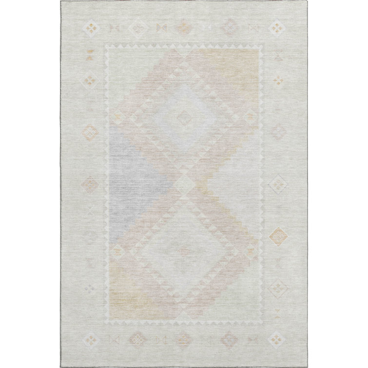 Premium Machine Washable Yamen AMF177 Blue Rug in , Gray
