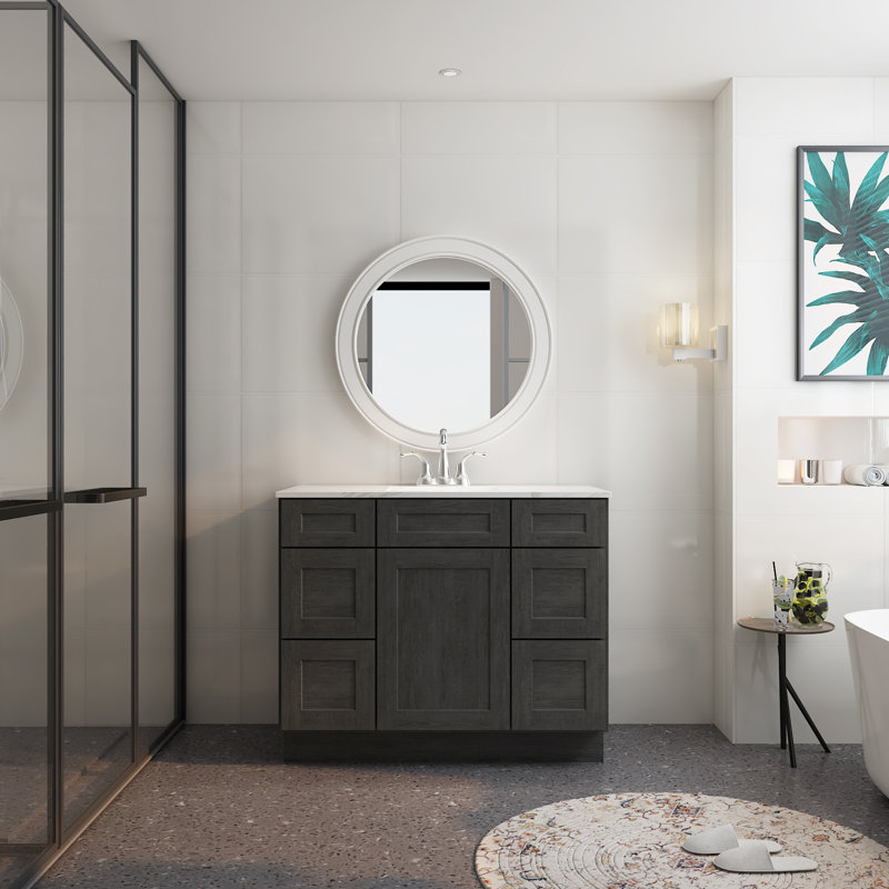 Base de meuble-lavabo simple 42 po seulement, Style Shaker gris anthracite
