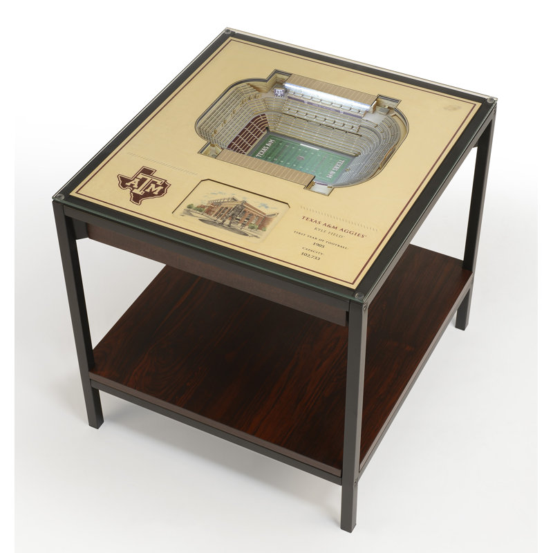 Texas A&M Aggies Black Stainless Steel and Glass End Table