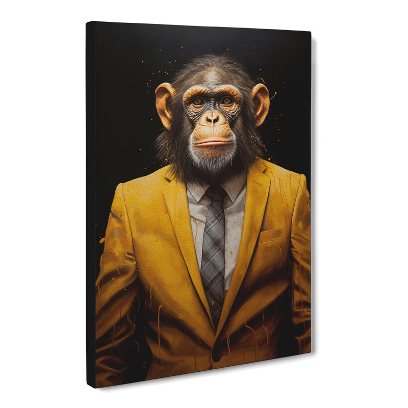 Monkey In A Suit Painting - No Frame Print, 50cm H x 35cm W x 3cm D