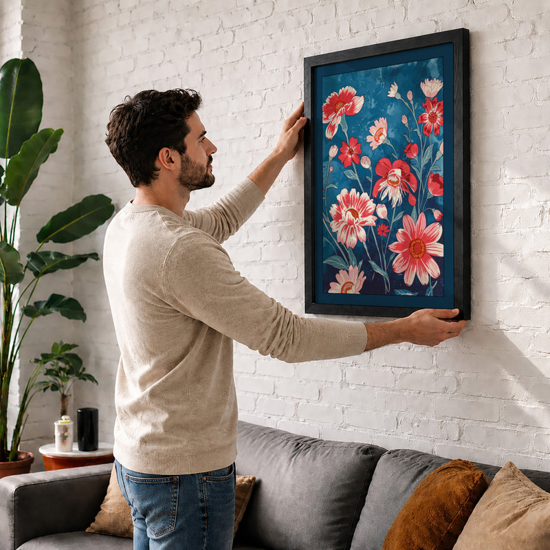 Garden of Gerberas Botanical - Framed Print, A3 - 42.0 x 29.7 cm, White