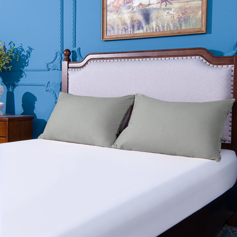 Taies d'oreiller de lit, 1800 taies d'oreiller en microfibre brossée avec fermeture à enveloppe - NTBAY, Gris fumé