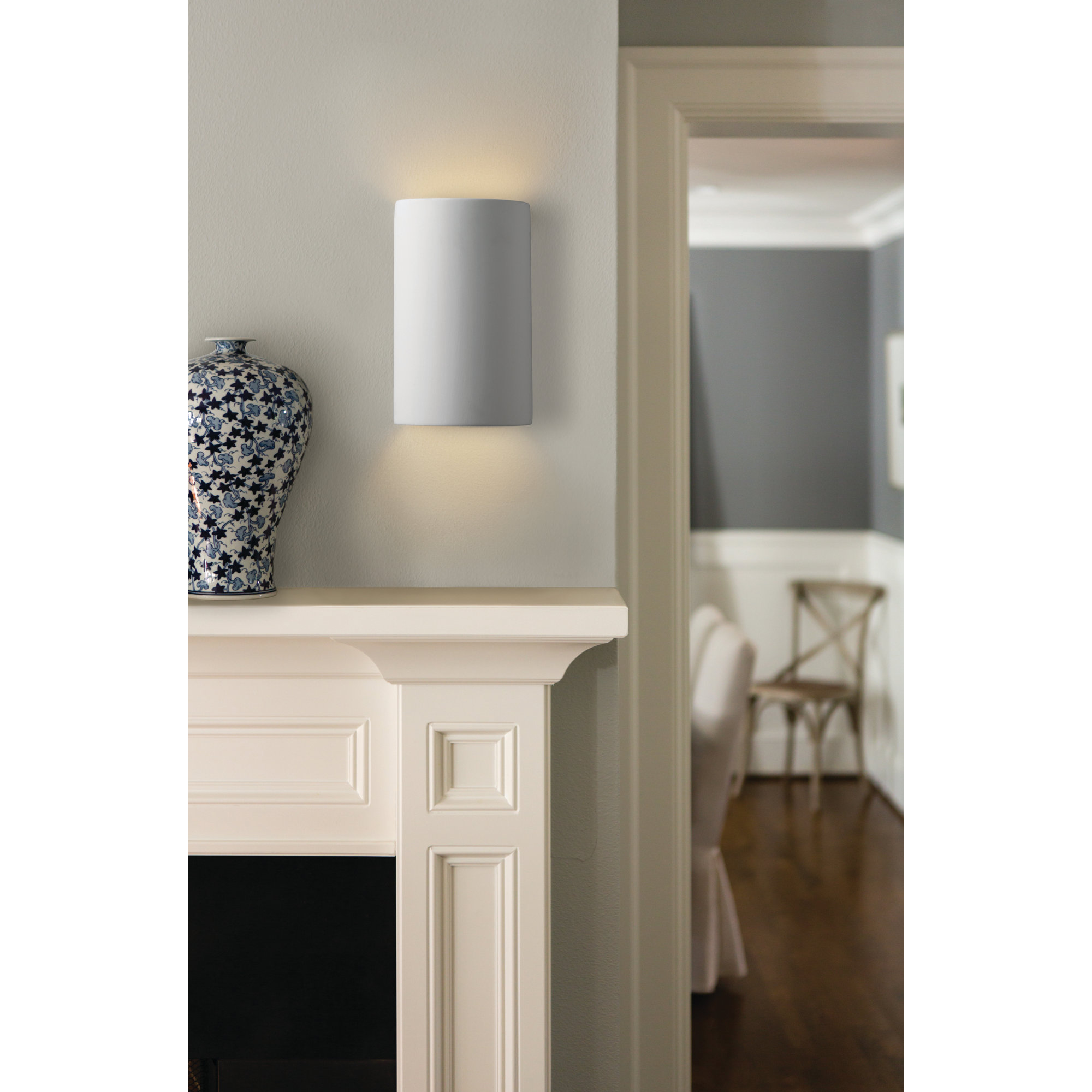 Pacursa Ceramic Dimmable Flush Mounted Sconce, 12.5" H x 7.75" W x 6.25" D, Integrated LED, Bisque