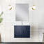 Meuble-lavabo bleu l 24 po x P 22 po avec comptoir en quartz blanc, miroir 18 po, robinet et surface à gratter 24 x 22