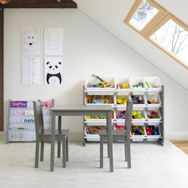 Ensemble de table et de chaises en bois pour enfants et 2 chaises carrées pour enfants et enfants