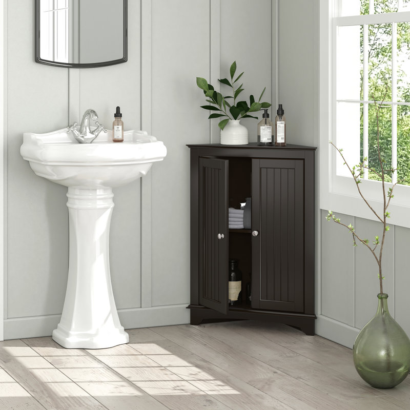 Armoire de salle de bain sur pied l 23,62 po x H 31,89 po x P 12,4 po Wagstaff, Espresso