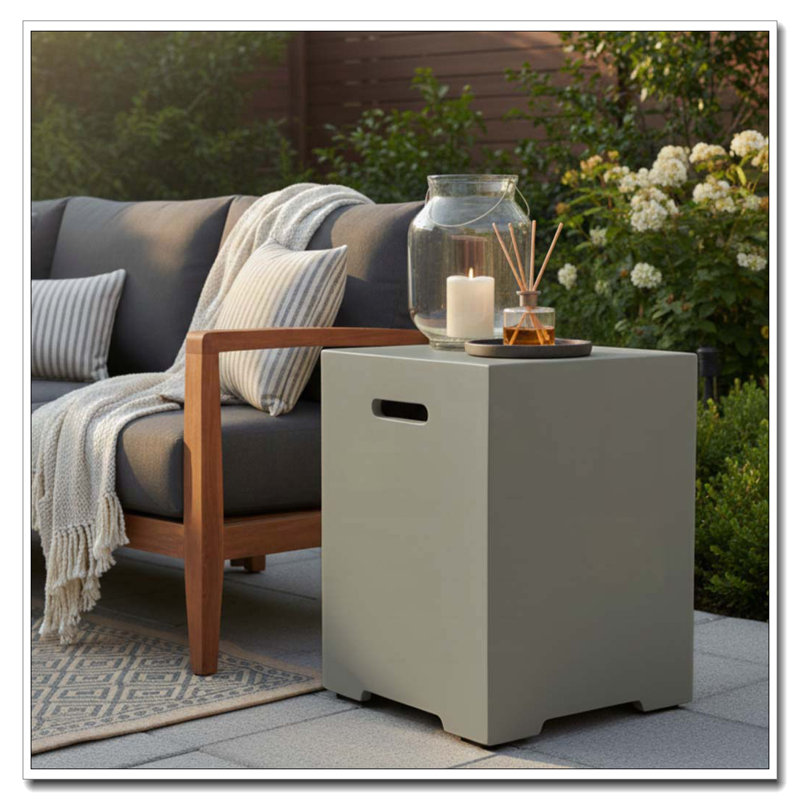 Propane Tank Cover Table, Outdoor Cylinder Hideaway Table for Gas Fire Pit and Gas Griddle, Outdoor Side Table for Fire Pit
