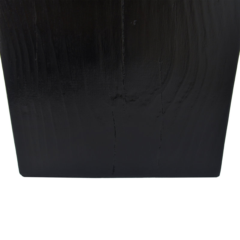 Wood-Look Square-Column Indoor Outdoor End Table with Distressed Finish, Brown, 33.75" H x 14.5" W x 14.5" D