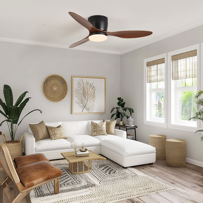 Ventilateur de plafond encastré 42 pouces avec lumières DEL Alrahman, Noyer