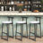 Set Of 3 Wooden Round Bar Stools With Backrest, Footrest And Metal Legs-554753849