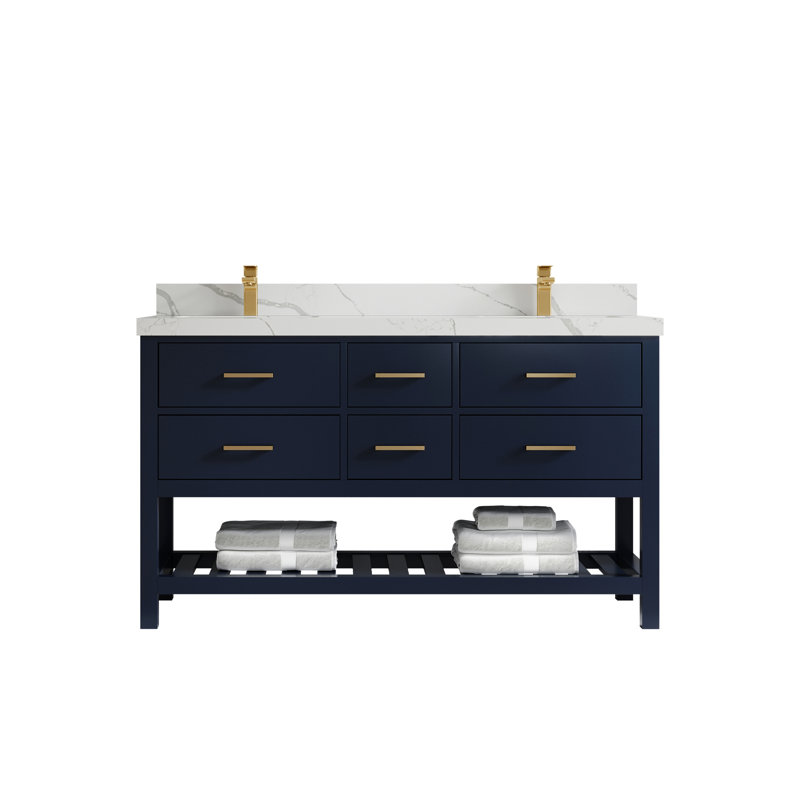 Ensemble de meuble-lavabo double 60 po Parker, Calacatta Laza