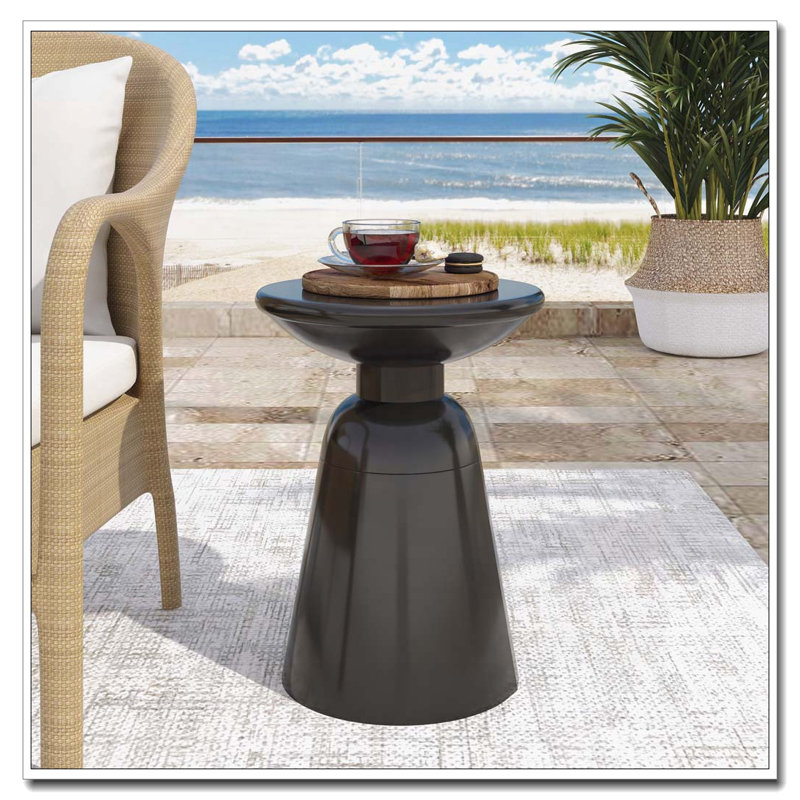Table de bout d'extérieur en métal, Noir