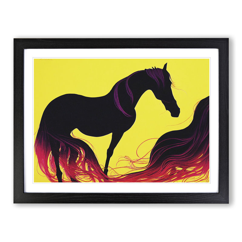 Masterful Horse Abstract - Single Picture Frame Painting, Black, 46cm H x 64cm W x 2cm D