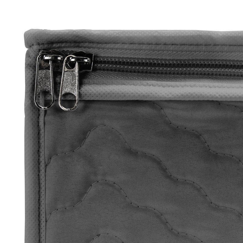 Gray Quilted Fabric Lidded Stemware Storage Box with Dividers